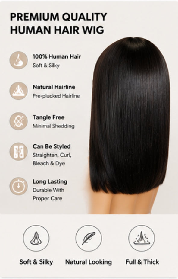 40cm Short Bob Wig with Bangs