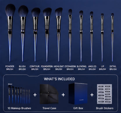 2026 New Blue 10 Makeup Brushes Set