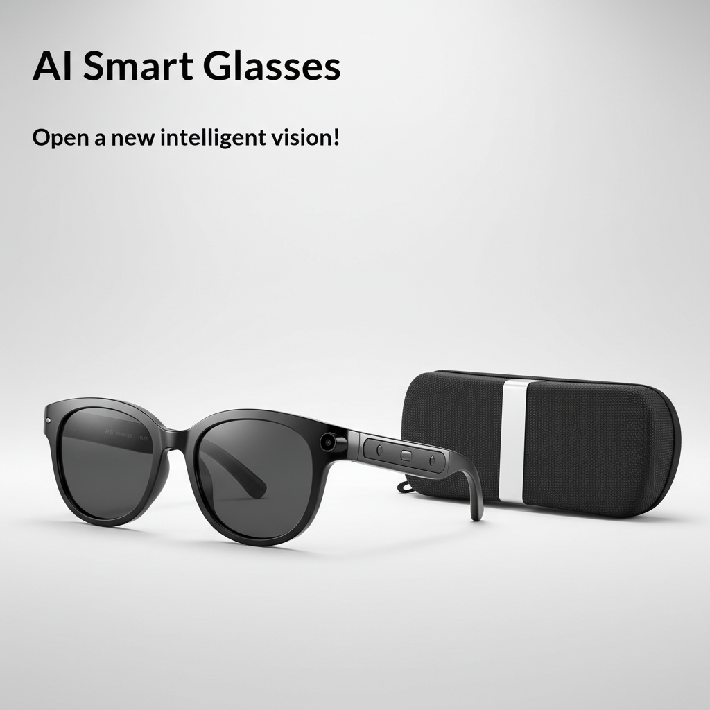 AI Camera Smart Glasses + Protective Eyewear Case