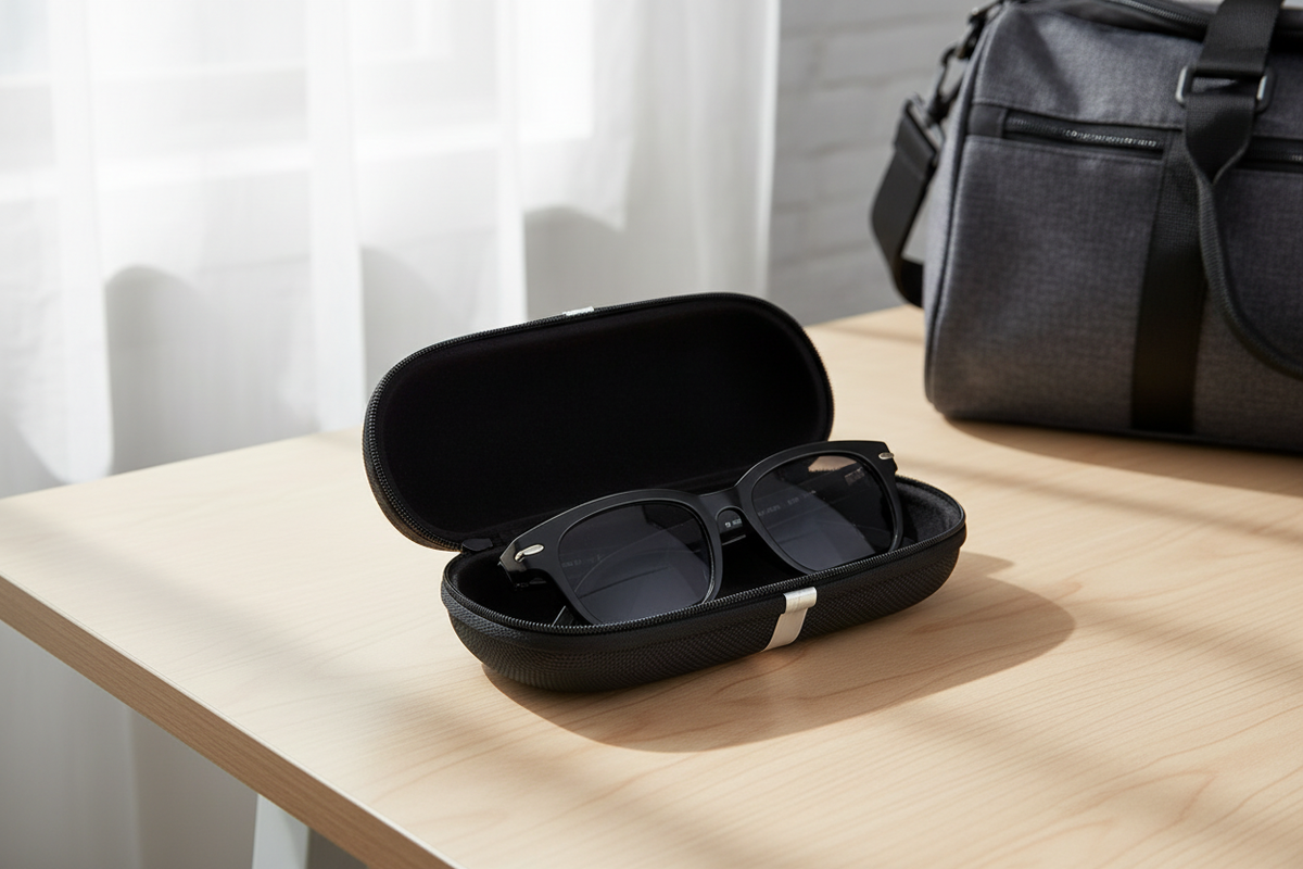AI Camera Smart Glasses + Protective Eyewear Case